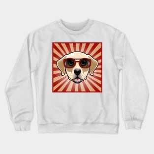 Puppy Wearing Red Sunglasses Labrador Retriever Crewneck Sweatshirt